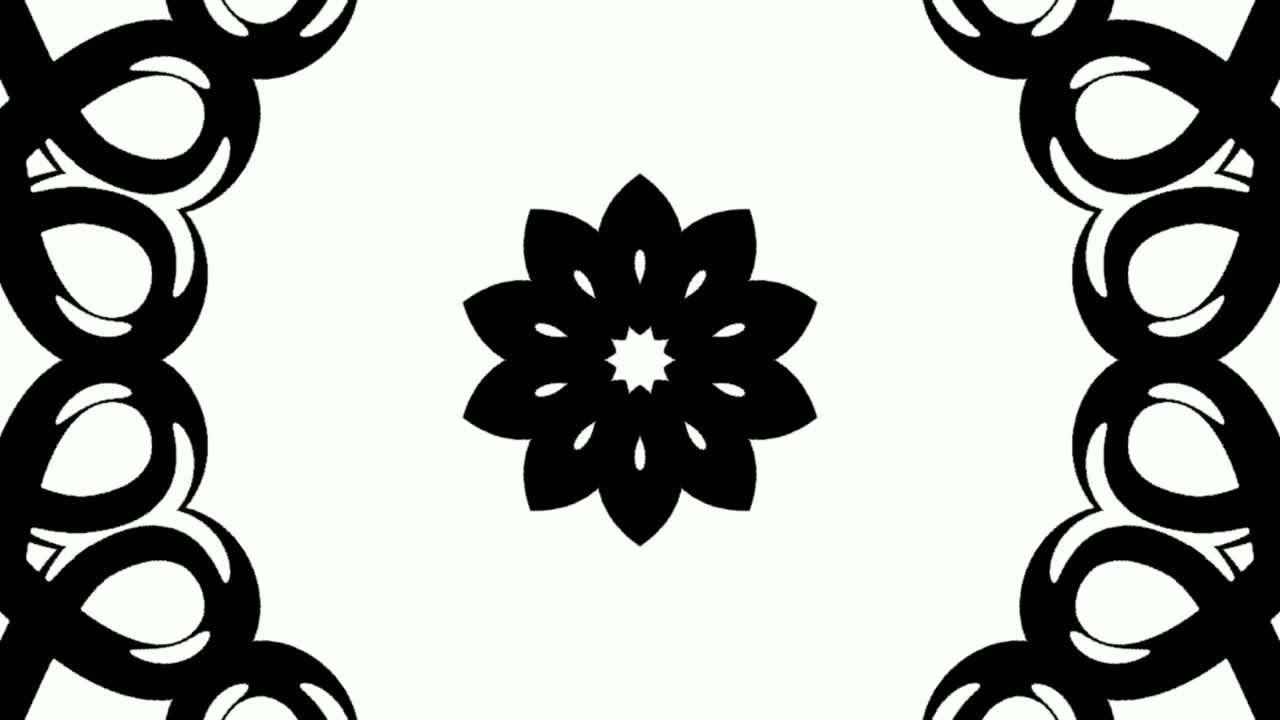 patrón de mandala negro y blanco dibujando hacia adentro, gráfico