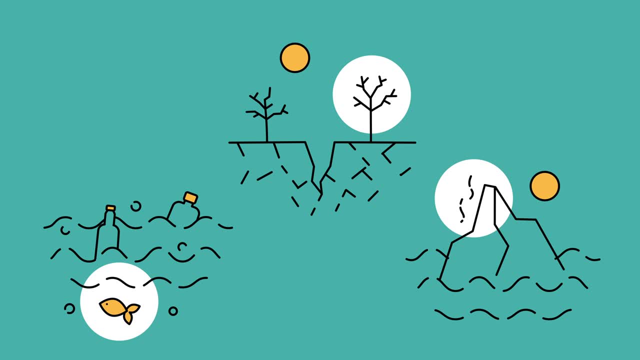 파란색 배경에 설정 된 만화 기후의 4k 비디오.