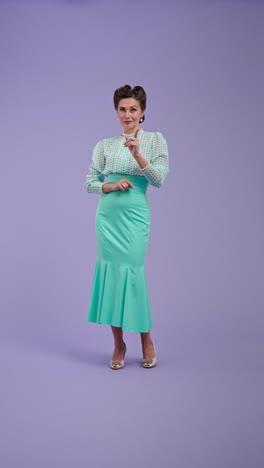 elegant woman in vintage inspired outfit