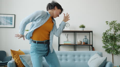 woman dancing in a living room