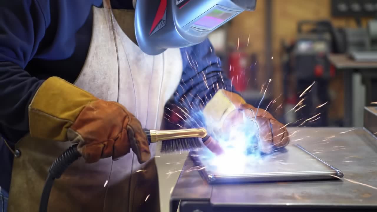 작업실에서 용접 과정