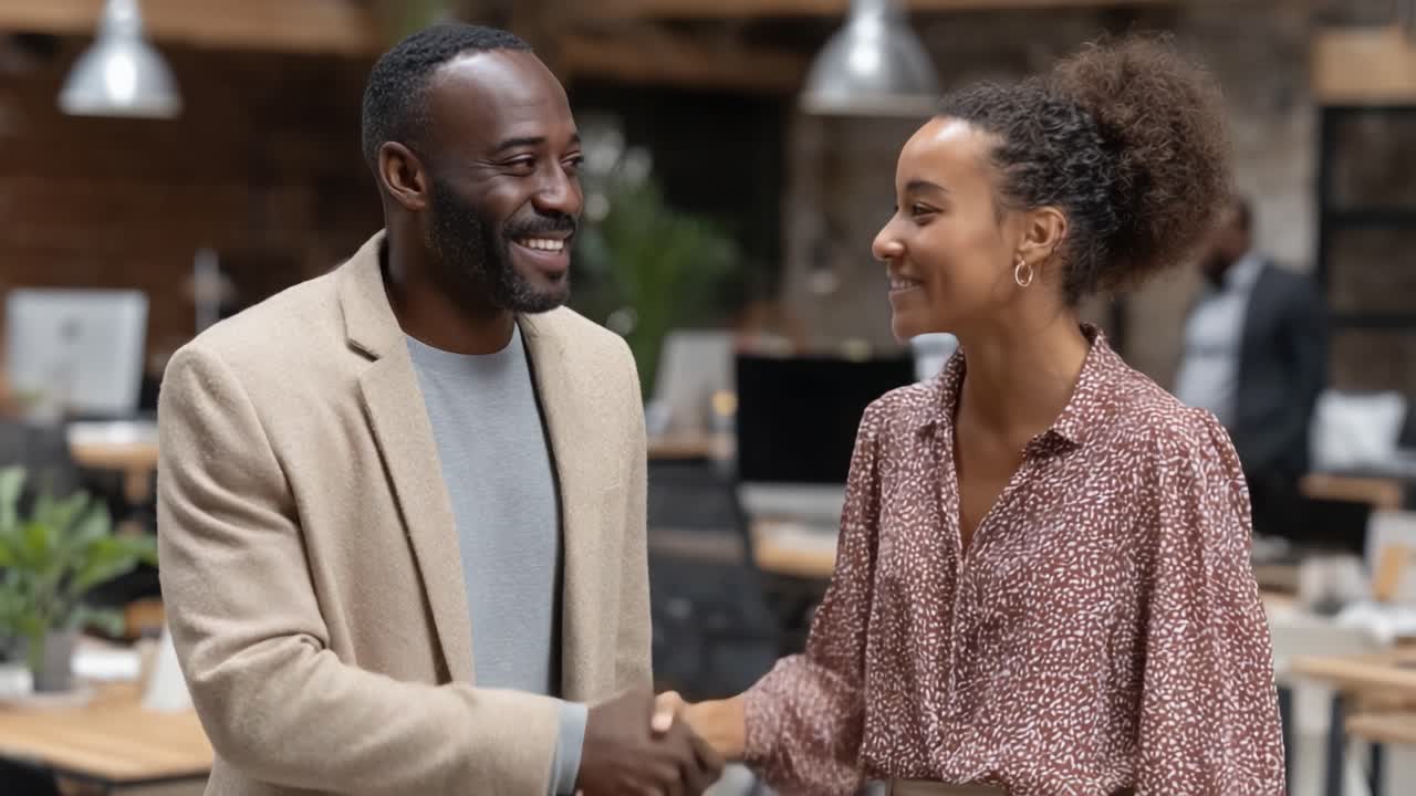 Professional Collaboration: A Welcoming Encounter Between Colleagues in an Office Environment Showcasing Teamwork and Connection