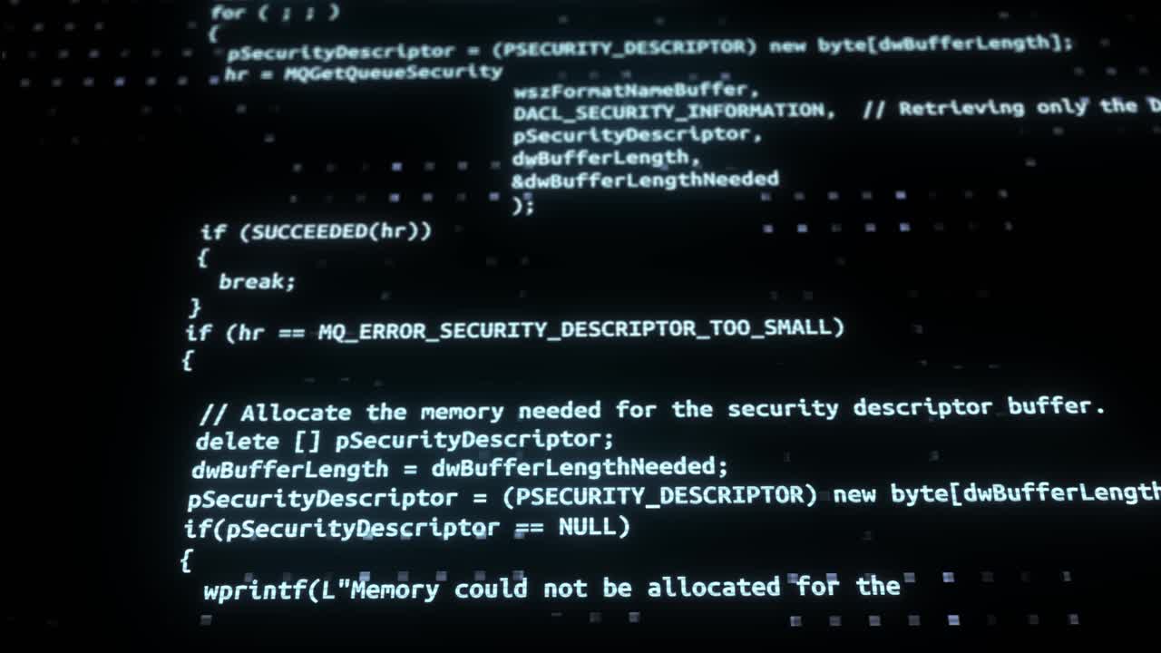 4k binary code software data digital display moving on computer screen animation projects such as