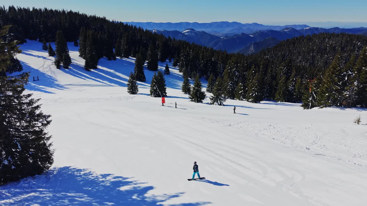 Carpathians offer winter sports activity in Bulgaria during sunny day
