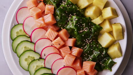 vibrant salmon poke bowl with fresh ingredients