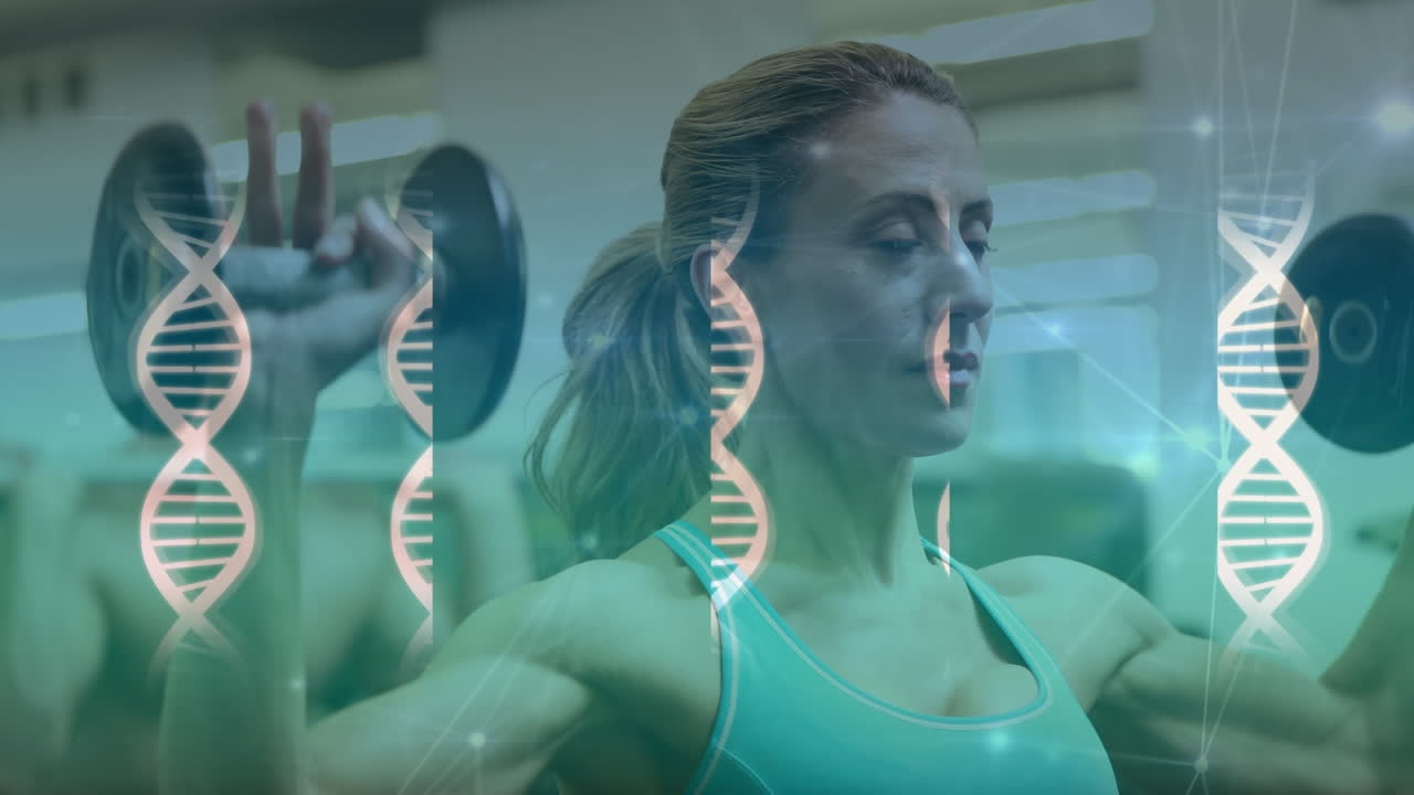 건강한 백인 여성에 대한 의료 데이터 처리 애니메이션