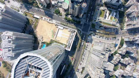 edificios frente al mar de shenzhen, vista aérea de arriba hacia abajo