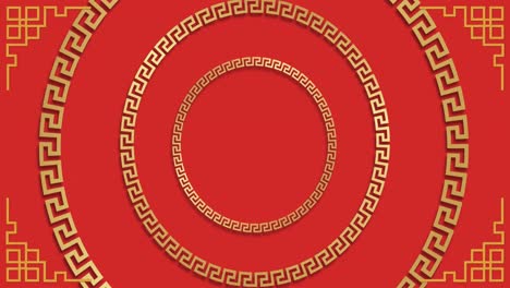 animation of chinese pattern and circles decoration on red background