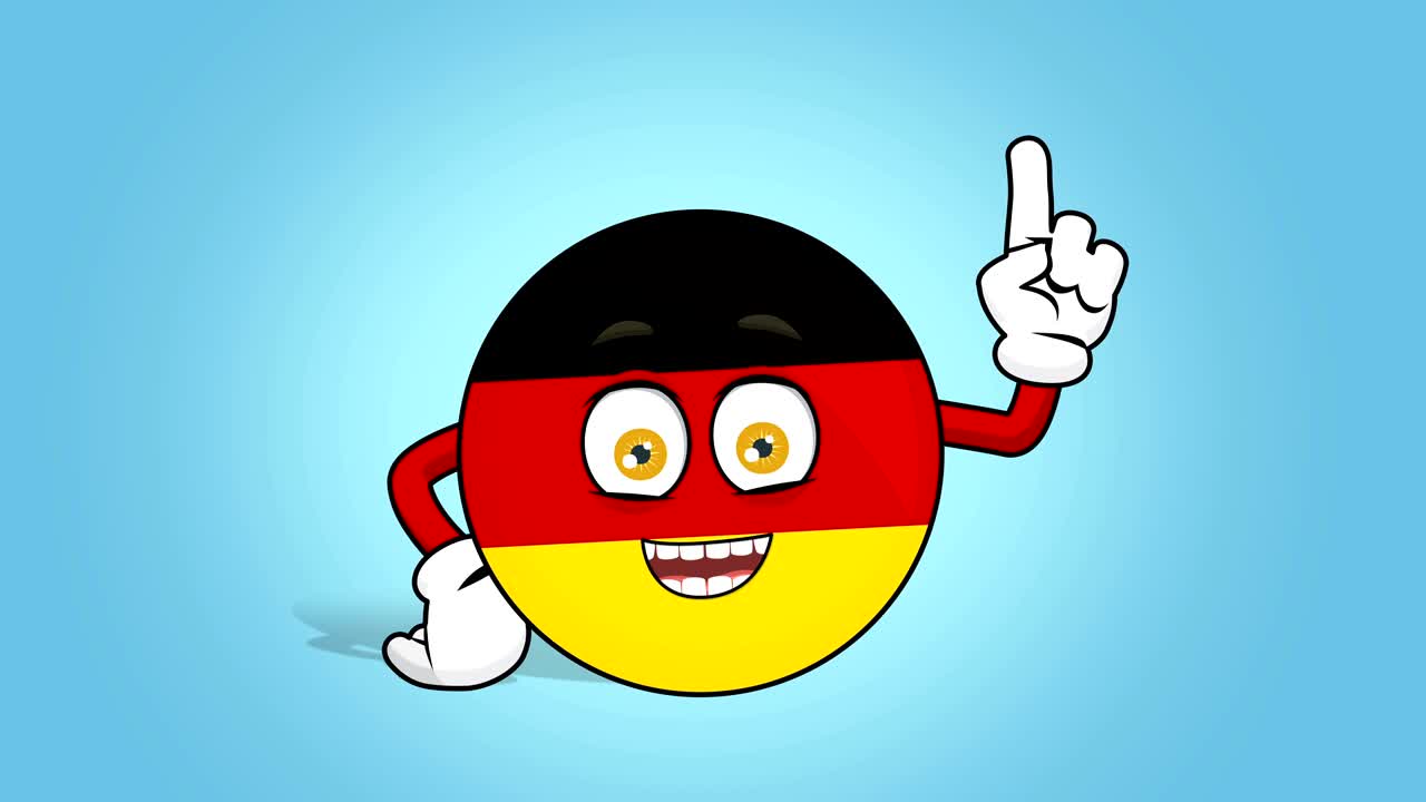 icono de dibujos animados bandera de la república federal de alemania pensar e idea con animación de la cara