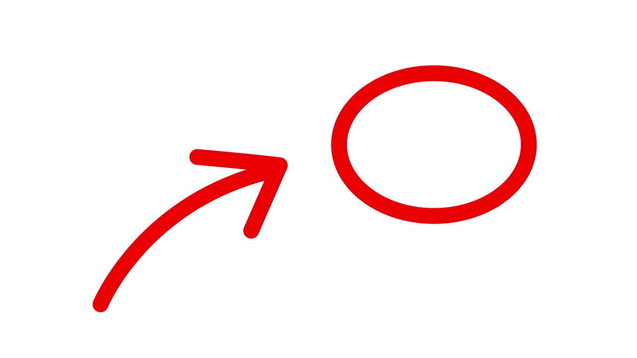Red Arrow Pointing to a Red Circle on White Background