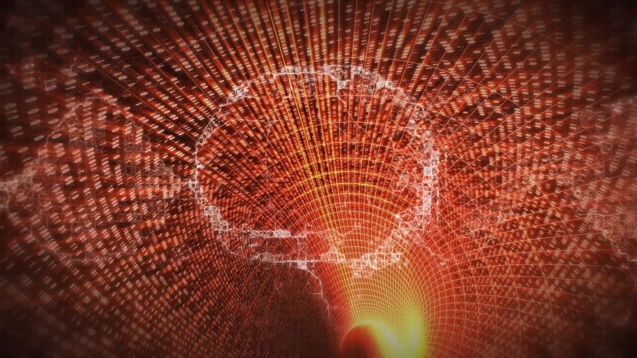 animación del cerebro humano a través de un túnel digital
