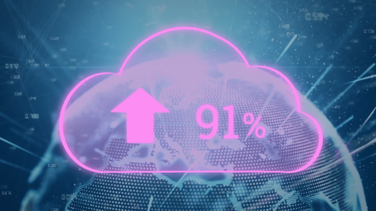 지구와 불빛 위에 업로드하는 구름의 애니메이션