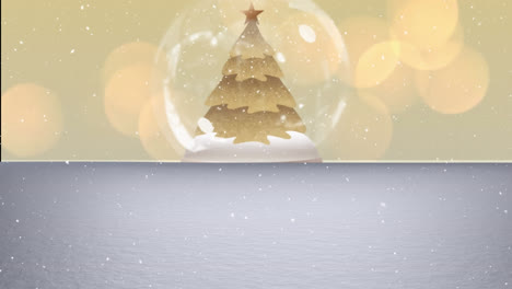 animación de la nieve cayendo sobre el globo de nieve de navidad