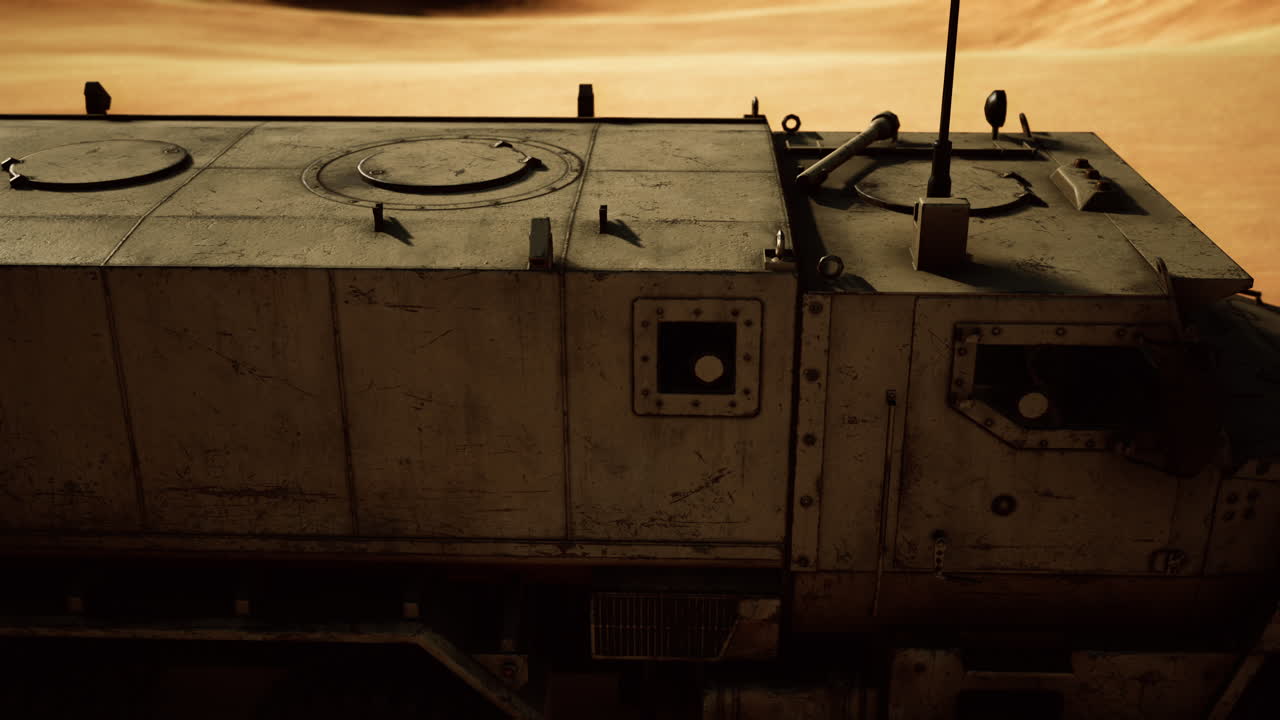 사막에서 장갑 군사 트럭