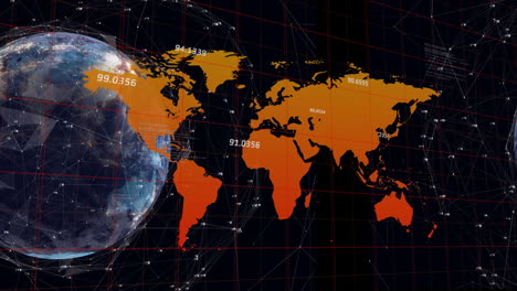 animation of globe and world map over data processing