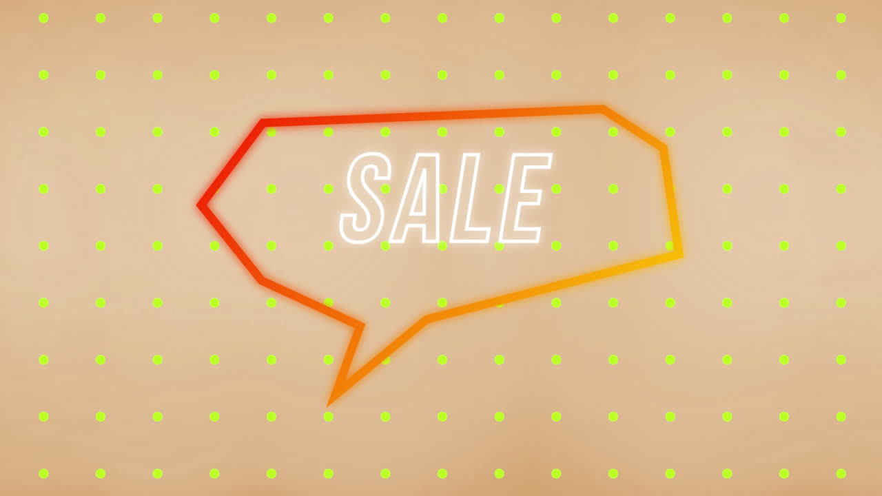 animación de texto de venta en burbuja de habla retro sobre fondo abstracto