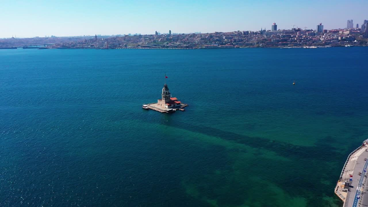 estambul kiz kulesi, imágenes aéreas de la torre virgen