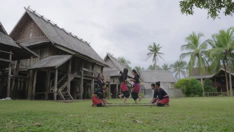 Ethnic Women Performing a Traditional Dance in a Village