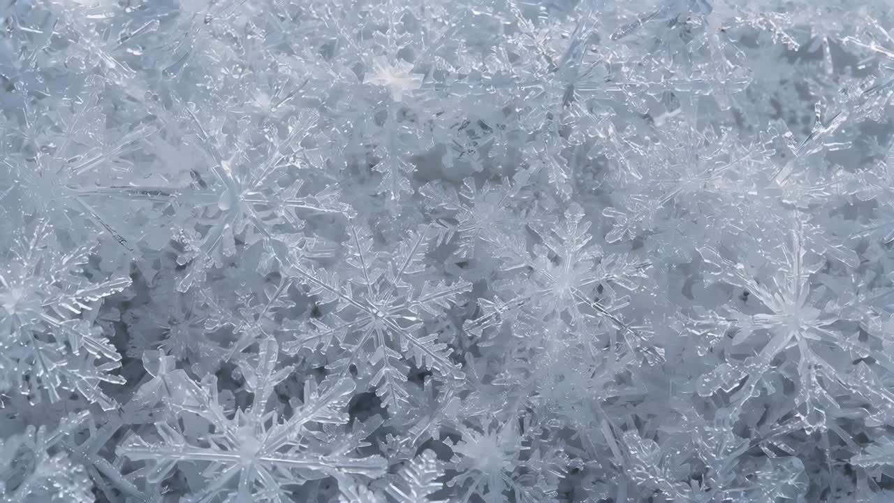 Spostamento di una micro camera che rivela cristalli esagonali dendritici su una superficie ghiacciata per mostrare la struttura