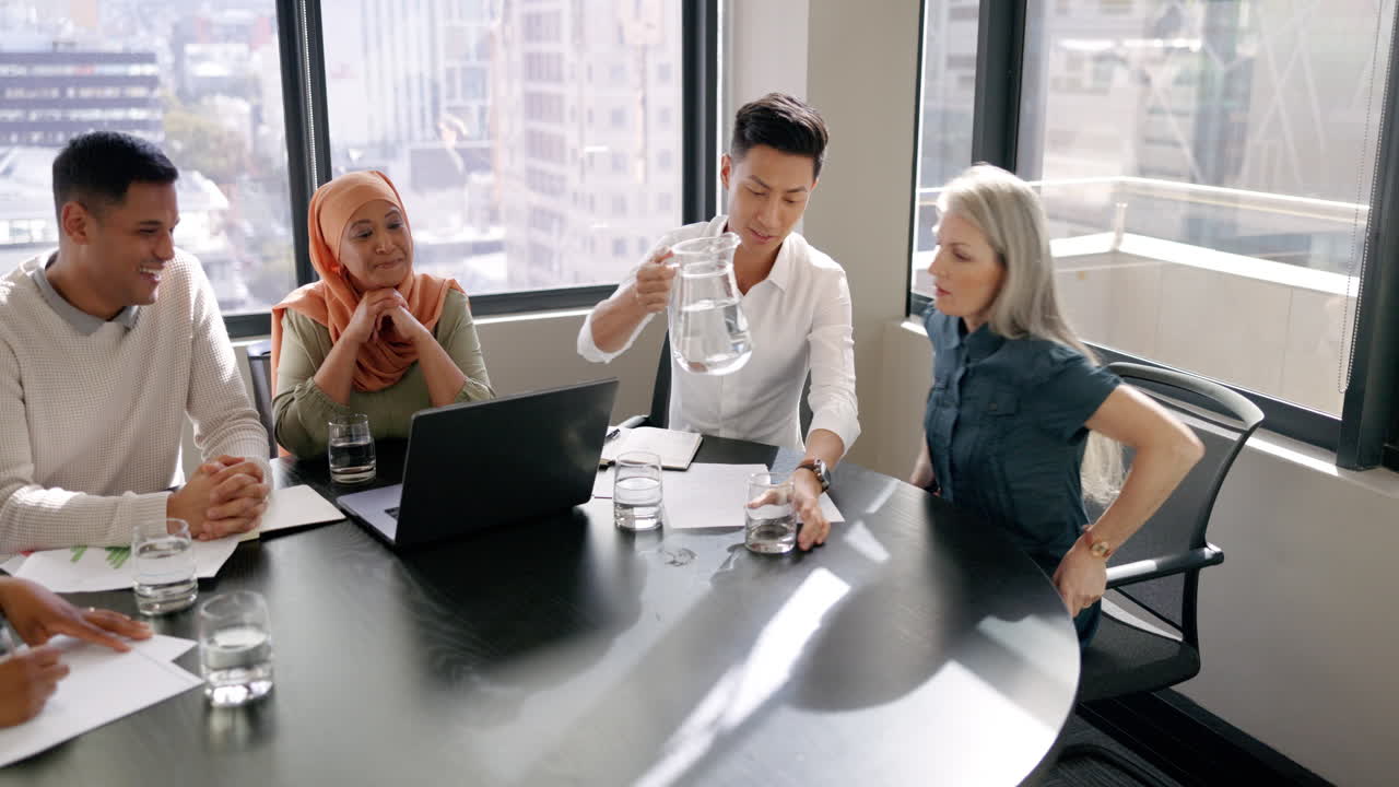 사업가, 노트북, 팀 미팅