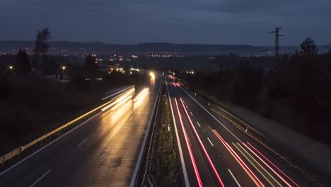 timelapse of traffic on motorway at night - slower version