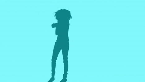 animation of colourful shapes over silhouette of woman dancing