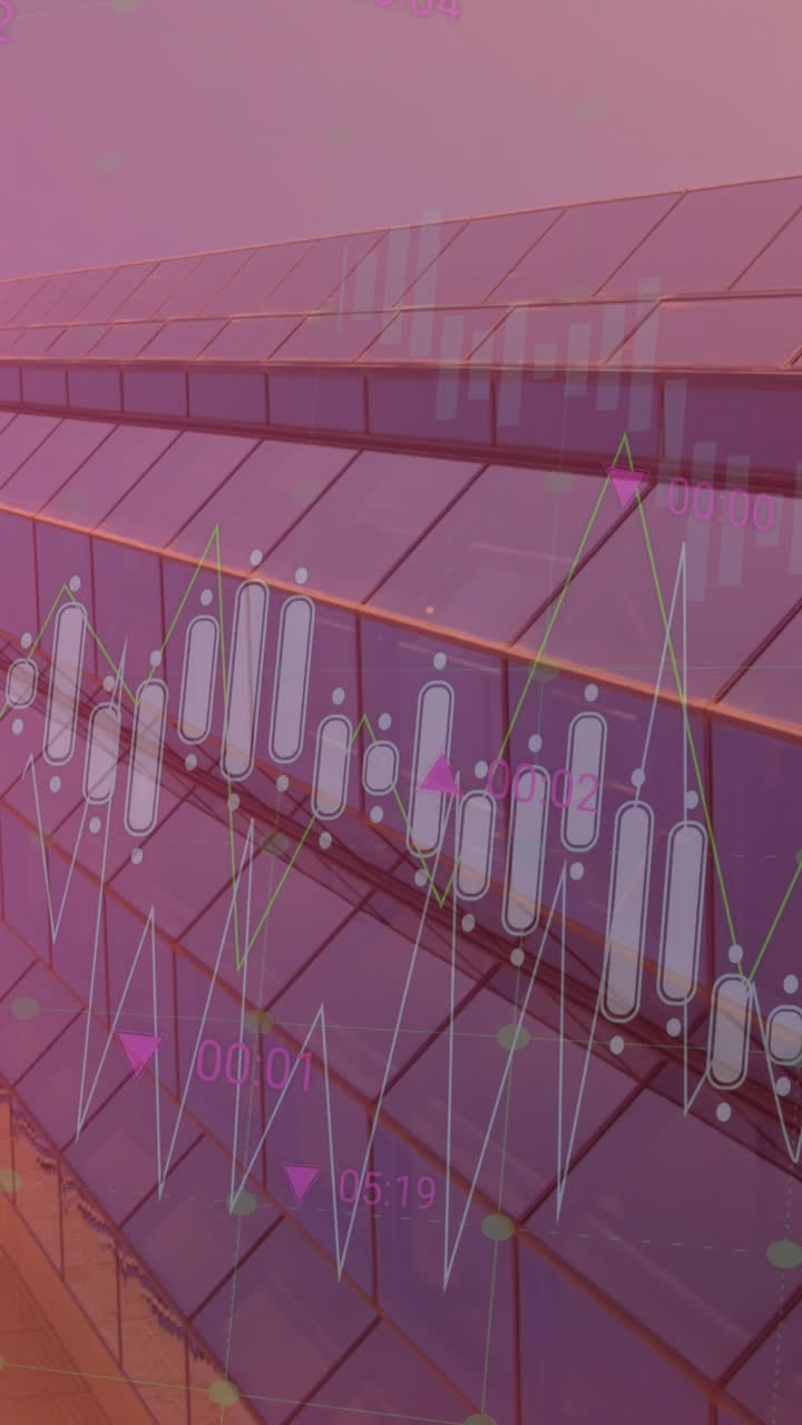 animación de la bandera de china y procesamiento de datos sobre el paisaje urbano