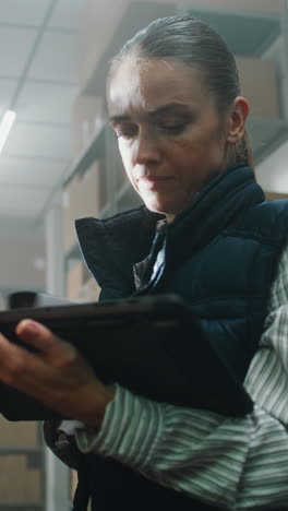 warehouse worker using tablet