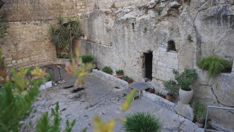 Aerial-footage-of-a-garden-tomb-in-Jerusalem