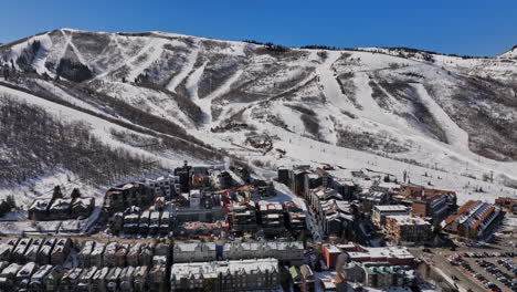 park city utah aerial v flyover downtown neighborhood