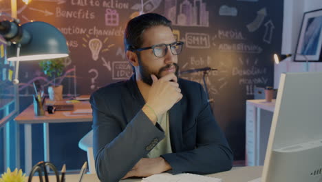 businessman concentrating at night