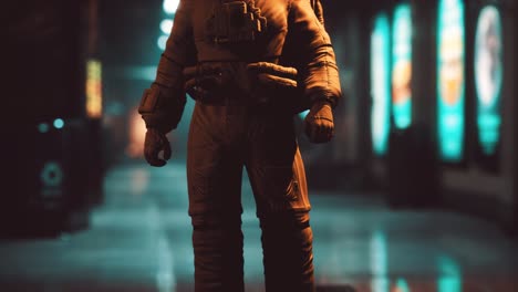 astronauta en el metro subterráneo