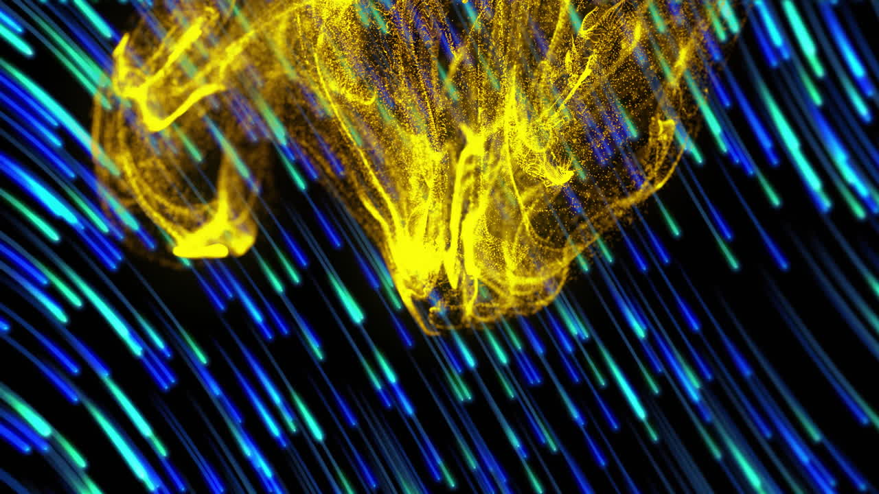 animación de patrones de ondas dinámicas y líneas que se mueven en movimiento circular contra un fondo negro