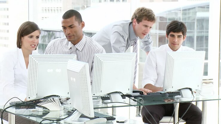 Young people working in an office