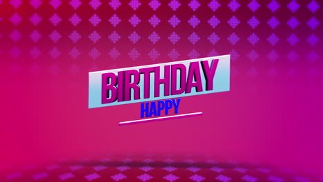 texto moderno de feliz cumpleaños en degradado rojo con formas geométricas