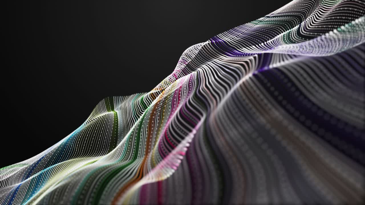 Fantastic animation with particle wave object in slow motion and space for text, 4096x2304 loop 4K