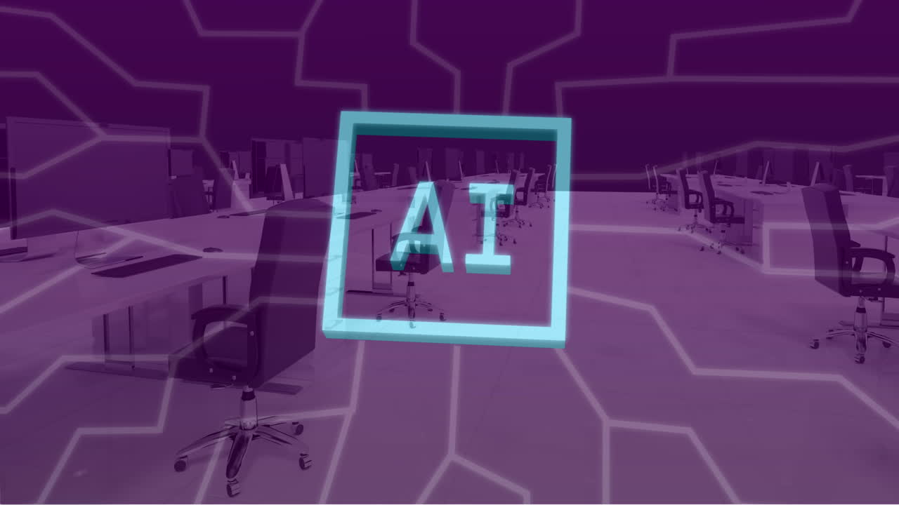 Animation of ai data processing over computer circuit board