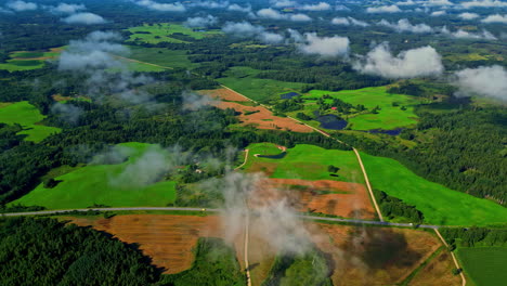 above view of road intersections in rural landscape