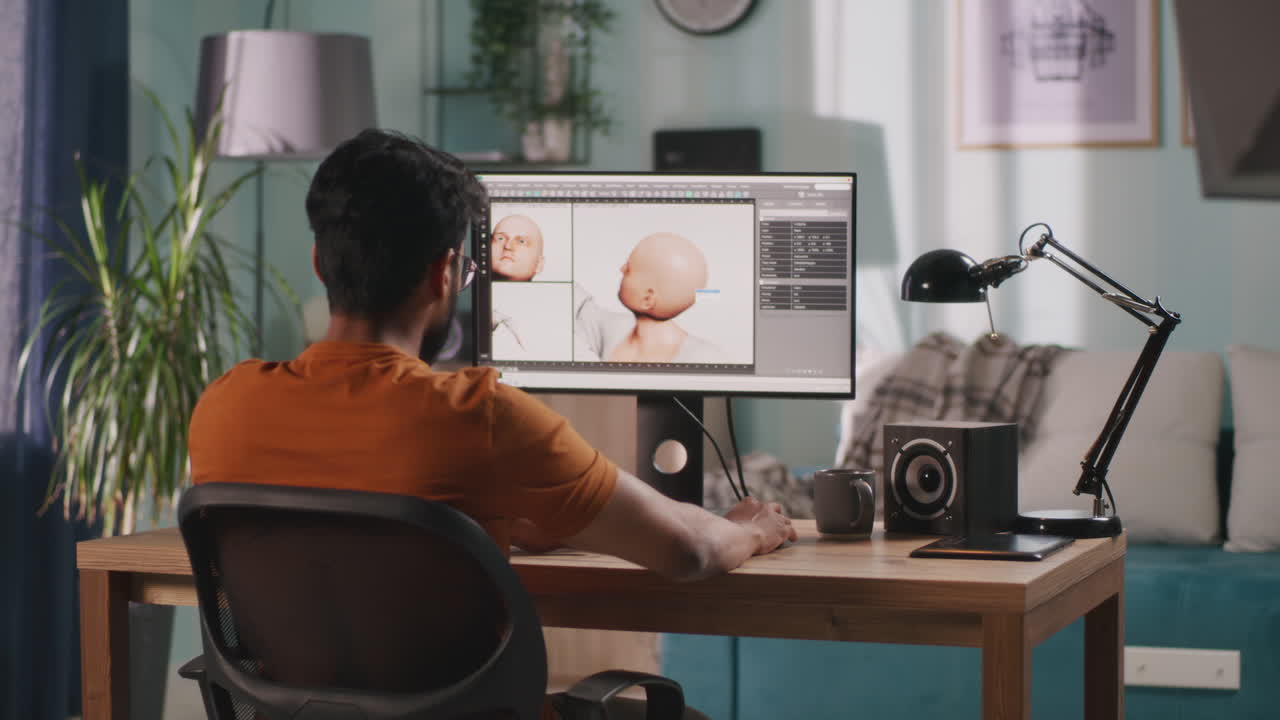 Person working on 3D modeling software