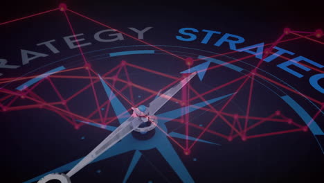 animation of compass and strategy text over network of connections