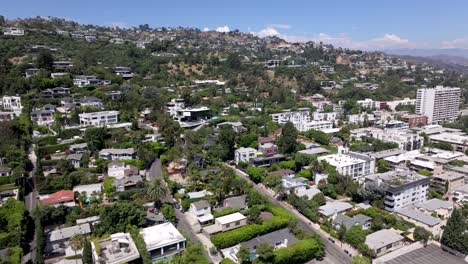 Barrio-Oeste-De-Hollywood-Hills-Cerca-De-Sunset-Blvd---Paso-Elevado-Aéreo-Deslizante