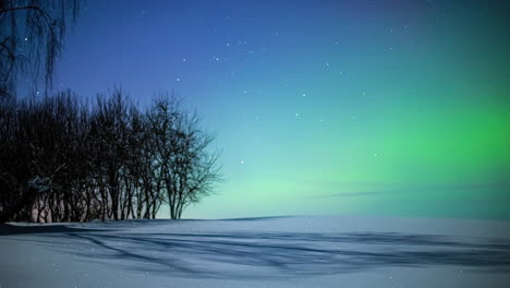 Zeitraffer-Bewegter-Sterne-Am-Farbenfrohen-Beleuchtungshimmel-Während-Der-Aurora-Borealis---Gelber,-Grüner,-Rosafarbener,-Violetter-Himmel-In-Der-Nacht-Während-Der-Wintersaison