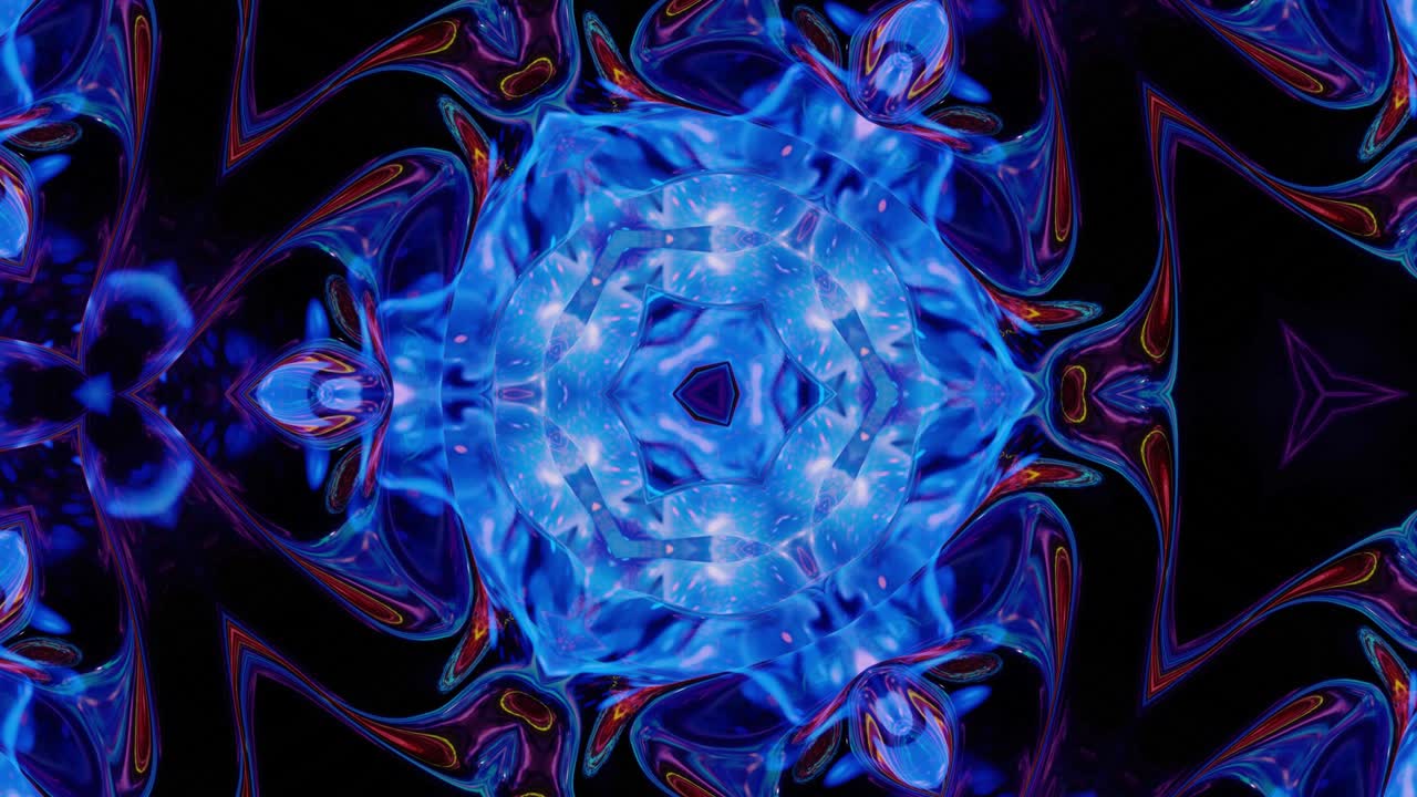 3d elegante abstracto en bucle bg como patrón simétrico ondulado como estructura caleidoscópica con ondas, vidrio líquido multicolor con hermosos colores de gradiente. 4k animado fluido colorido de moda