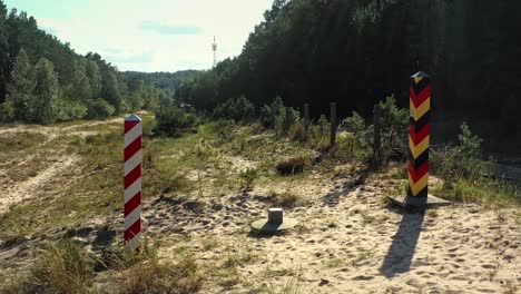 Border-line-between-Poland-and-Germany,-camera-moving-above