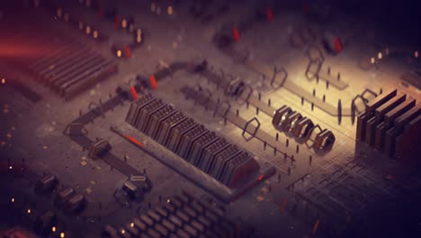 futuristic printed circuit board seamless loop 3d render animation