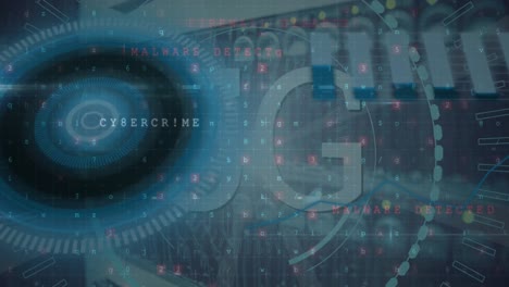 animación del escaneo de alcance con procesamiento de texto y datos 5g a través del servidor