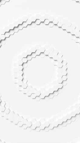 a white circle with a hexagonal pattern on it, resembling honeycomb tiles. vertical looped animation