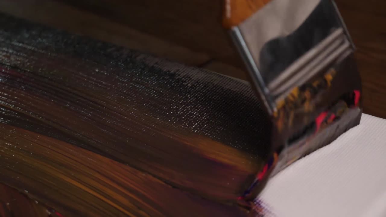 페인팅, 기본 색상, 아크릴 페인팅을 위한 캔버스 준비의 슬라이드 샷