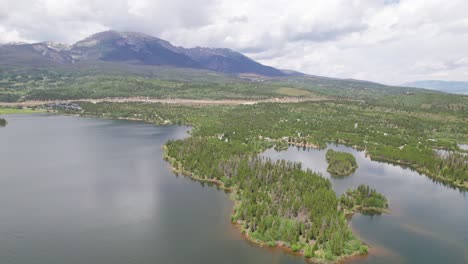 aerial footage of dillon reservoir near breckenridge colorado