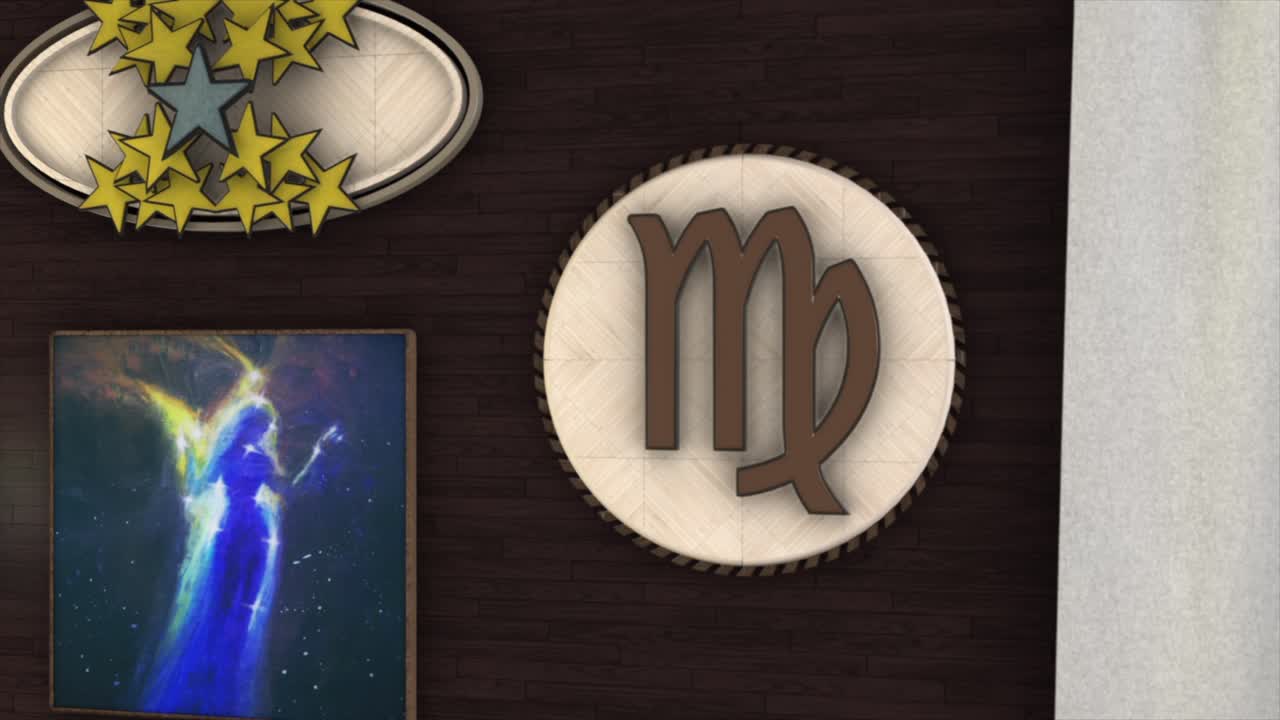 Virgo Zodiac Sign and a Painting of a Galaxy